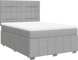 vidaXL Vidaxl - Cama Box Spring Con Colch&oacute;n Tela Gris Claro 140x200 Cm