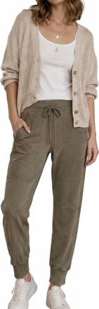 Raffaello Rossi Pre-Loved Womens Candace Vegan Suede Jogger Pant In Olive