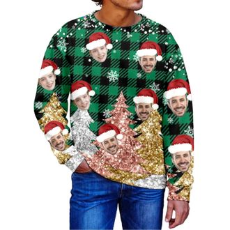 Generic Personalised Funny Christmas Jumper for Men Women, Custom Funny Christmas Jumpers with Your Photo, Xmas Sweatshirt for Men or Women Outfits Ugly Sweat