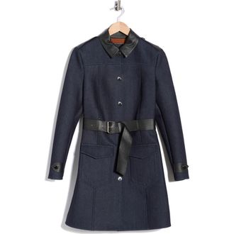 Longchamp Leather Trim Denim Coat at Nordstrom Rack, Size 4 Us / 36 Fr