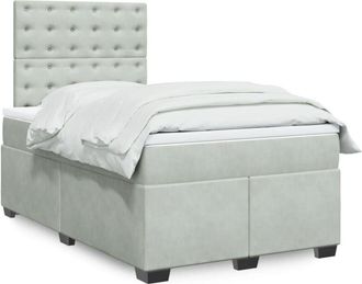 vidaXL Vidaxl - Cama Box Spring Con Colch&oacute;n Terciopelo Gris Claro 120x190 Cm