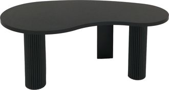 Hhg [nunca Usado] Mesa De Centro Hhg-078, Mesa Auxiliar Mesa De Sof&aacute;, Forma Org&aacute;nica Madera Melamina, 45x110x60cm, Aspecto Madera Negro