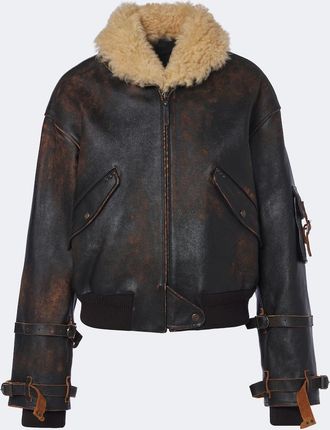 Ralph Lauren Collection Chaqueta Lianne de piel con borrego