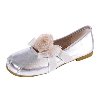 Generic Dancing Shoes Size 3 Flat Ballet Shoes Round Head Soft Bottom Versatile Flat Single Shoes Female Leather Ballet Shoes (Silver, 5.5)