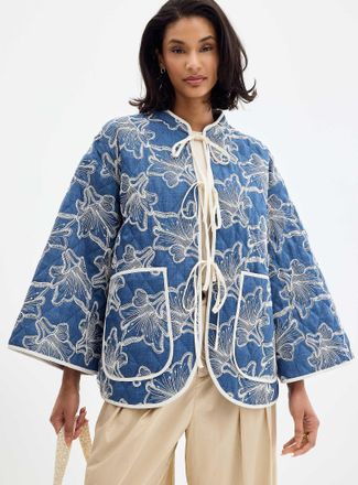 A-View Womens Floral embroidery quilted jacket