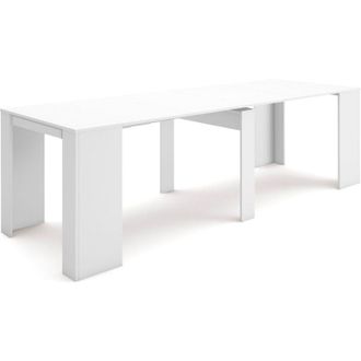 Skraut Home Mesa Consola Extensible, Mesa Comedor Plegable, 260, Para 12 Comensales, Comedor Y Cocina, Estilo Moderno, Blanco - Skraut Home