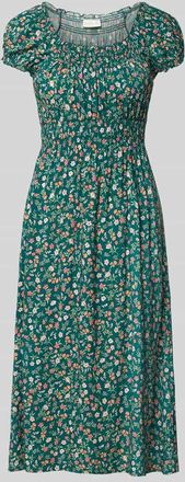 Apricot Midikleid aus Viskose mit Smok-Details in Gruen, Gr&ouml;&szlig;e XXL