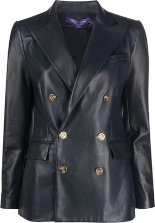 Ralph Lauren Camden Lined Jacket - Dames - Blazers - Blauw - M - Leer - Jassen