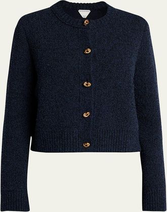 Bottega Veneta Knot-Button Boucle Knit Cardigan