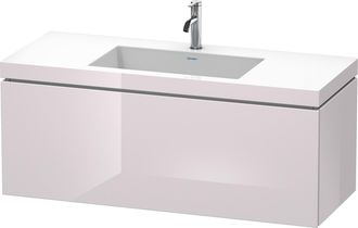 Duravit Lavabo Para Muebles Duravit L-cube C-bonded Con Base, Colgante, 120x48 Cm, 1 Extra&iacute;ble, Sin Rebosadero, 1 Agujero Para Grifo, Color: Laca Blanca Lila 