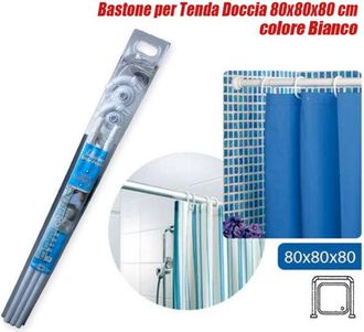 Trade Shop Trade Shop - Barra De Ducha Y Ba&ntilde;era Cortina Marco Blanco 80x80x80cm