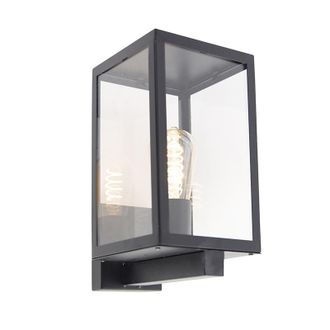 QAZQA Moderno Aplique Moderno De Exterior Negro Con Cristal 30 Cm - Rotterdam Aluminio /vidrio Rectangular /alargada Adecuado Para Led Max. 1 X 60 Watt - Qa