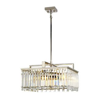 Loops 4 Bulb Chandelier LIght Cut Glass Crystals Highly Polished Nickel LED E27 60W in Metallics