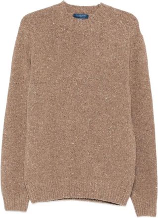 Daniele Fiesoli Bruine Crew Neck Sweater Geribbeld - Heren - Ronde hals truien - Bruin - L - Truien & Vesten