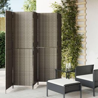 vidaXL Biombo De 5 Paneles Rat&aacute;n Sint&eacute;tico Gris Vidaxl