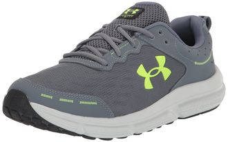 Under Armour Mens Charged Assert 10 4E Sneakers, Color Gravel/Gravel/Lime Surge (101), Size: 9 UK