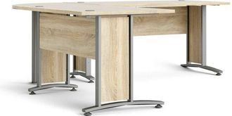 Dmora Escritorio Cezannine, Escritorio Multiusos, Mesa De Oficina Para Pc, El Plan De Trabajo, 230x200 H75 Cm, Gris Y Roble - Dmora