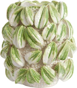 Light And Living Light And Living - Vaso De Cer&aacute;mica Light & Living Carambola Color Crema + Verde