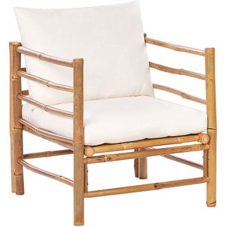Beliani Garden Armchair CERRETO Bamboo Wood Off-White
