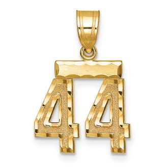 Diamond2Deal 14k Yellow Gold Small Brushed Diamond-cut Number Charm Pendant