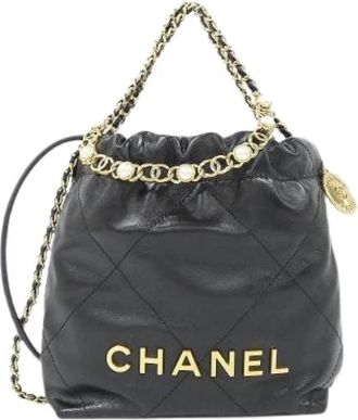 Chanel Pre-owned 22 Line Calfskin Mini Shoulder Bag - Dames - Vintage Tas - Zwart - ONE Size - Leer - Vintage