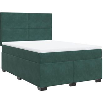 vidaXL Vidaxl - Cama Box Spring Con Colch&oacute;n Terciopelo Verde Oscuro 160x200 Cm