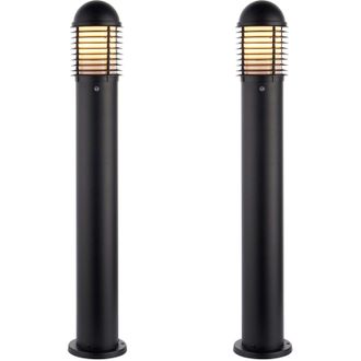Loops 2 PACK Outdoor Bollard Post Light - 60W E27 GLS - 1000mm Height - Matt Black