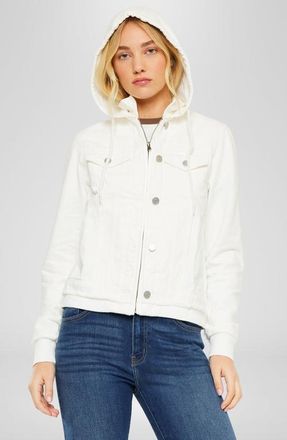 Kancan Eleni Denim Hoodie Jacket in White at Nordstrom, Size X-Large