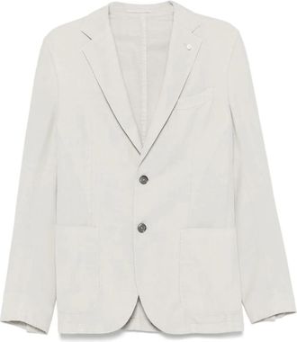 Luigi Bianchi Mantova Jassen, Heren, Grijs, L, Grijze Jas Knoopsluiting Achterventilatie