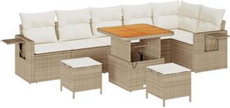 vidaXL Garden Sofa Set with Storage 9 pcs Beige Poly rattan Vidaxl