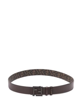 Fendi monogram-print reversible belt - unisex - Polyester/Cotton/Polyurethane/Calf Leather - 100 - Brown