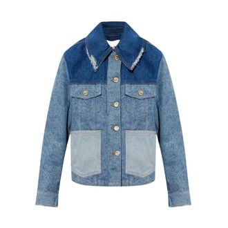 Ganni Patchwork Denim Jacket - Dames - Jassen - Blauw - Maat: M Denim