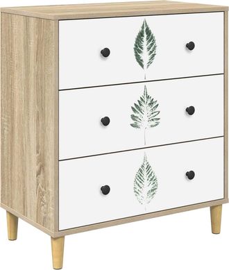 vidaXL Cajonera Hanau Estampado De Hojas Verdes 66 X 36,5 X 75 Cm Vidaxl