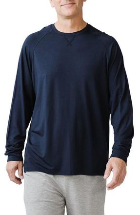 Cozy Earth Stretch Long Sleeve Crewneck T-Shirt in Navy at Nordstrom, Size Xxx-Large