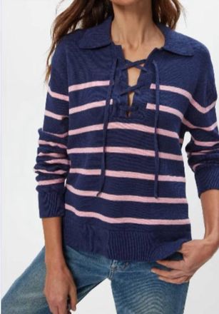 Michael Stars Adrienne Striped Collared Pullover In Nocturnal