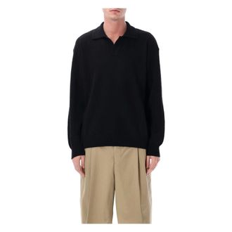 Roberto Collina Polo Shirts, male, Black, Size: XL Textured Knit Polo