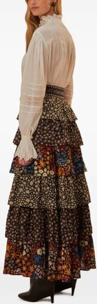 Farm Rio Gonna midi con design patchwork - Nero