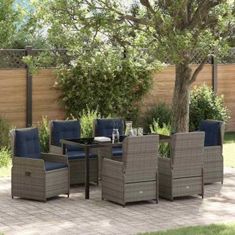 vidaXL Conjunto De Comedor De Jard&iacute;n 7 Pcs Gris Polirat&aacute;n Vidaxl