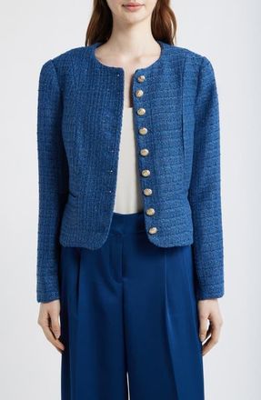 Tahari by ASL Boucl&eacute; Jacket in Riverside Blue at Nordstrom, Size 10