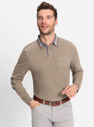Marco Donati Langarmshirt MARCO DONATI Langarm-Shirt, Herren, Gr. 64/66, beige (sesam), 100% Baumwolle, gemustert, gestreift, unifarben, Shirts Langarmshirt