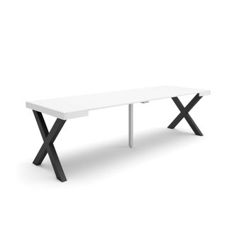 Skraut Home Mesa Consola Extensible, Mesa Comedor Plegable, 260, Para 12 Comensales, Patas Madera Maciza, Estilo Moderno, Blanco - Skraut Home