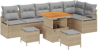 vidaXL Garden Sofa Set with Cushion 9 pcs Beige and Light Grey vidaXL