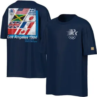 Outerstuff Mens Outerstuff Navy Los Angeles 1984 Olympic Games Oversized Mascot Emblem & Flags T-Shirt at Nordstrom, Size Xx-Large