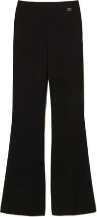 Twinset Gebreide Broek - Dames - Wijde Broeken - Zwart - S - Broeken