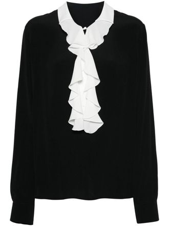 N&deg;21 ruffled crepe blouse - women - Silk/Acetate - 46 - Black