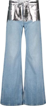 Paco Rabanne Wide Jeans, female, Gray, S, Denim Baggy Jeans Silver