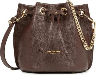 Lancaster Champagne Bruin Alba Double Trekkoord Tas - Dames - Schoudertassen - Bruin - ONE Size - Leer - Tassen