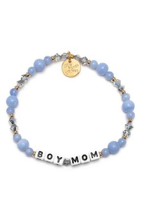 Little Words Project Boy Mom Beaded Stretch Bracelet in White at Nordstrom, Size Medium