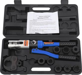 OEM Herramienta Para Engarzar Mangueras Hidr&aacute;ulicas, Funcionamiento Manual, Incluye 8 Matrices, Color Azul
