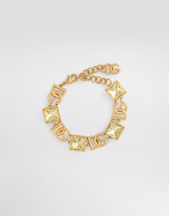 Dolce & Gabbana Bracelet With Dg Logo And Rhinestones - Woman Bijoux Gold Metal Onesize